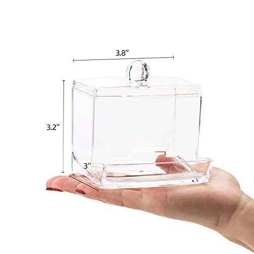 Image of Tbestmax 10oz Qtip Holder Dispenser Big Clear Bathroom Organizer Accessories Decor for Storage-Qtips Cotton Ball Holder Apothecary Jars, Cotton Swabs, Floss Container