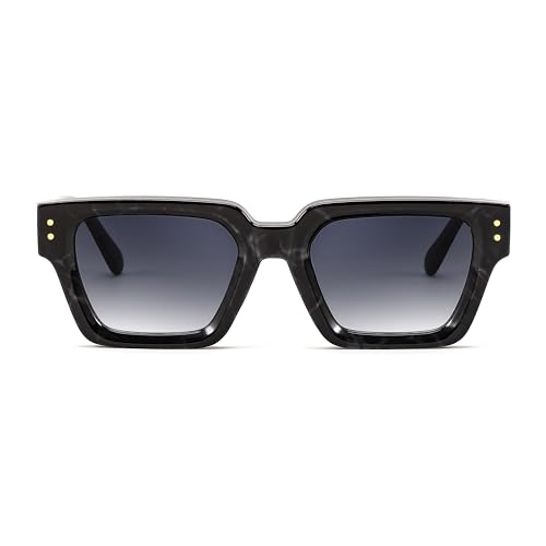 FEISEDY Retro Rectangle Sunglasses Trendy Chunky Square Sun Glasses for Women Men UV400 Protection B00733