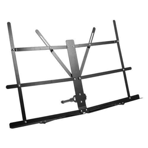 SWOOMEY 折りたたみ式譜面台 デスクトップ対応 持ち運び便利 コンパクト設計 角調節可能 強力クリップ付き 属製 譜面ホルダー タブレット 楽譜 の表示に 音楽練習用 卓上スタンド バッグ付き