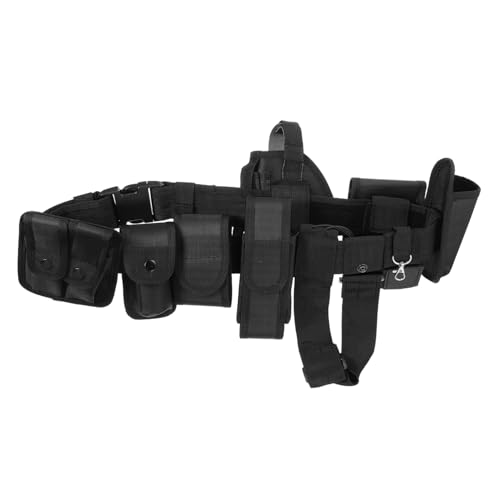 Ceinture utilitaire noir multi-poches avec pochette tactique d'entraînement militaire