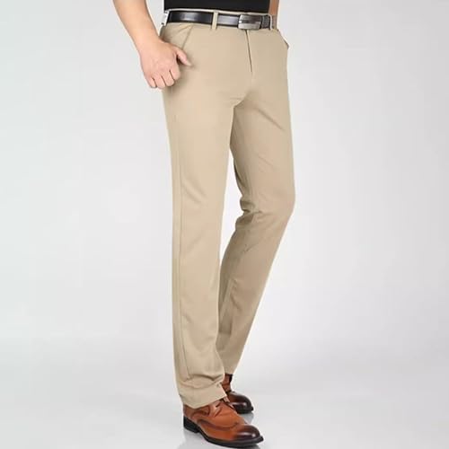 Maiyifu-GJ Men's Summer Stretchy Dress Pants Ice Silk Lightweight Straight Leg Suit Pants Slim Fit Business Casual Work Pants4