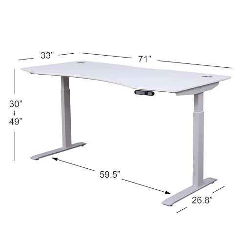 Image of ApexDesk Elite Pro Series 71 inch x 33 inch Electric Height Adjustable Stand up Desk, Sit Stand Home Office Desk, Computer Desk - Curved Moon White