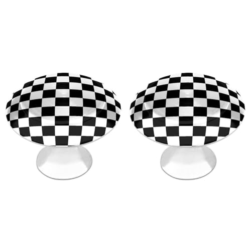 Image of Checkerboard Black White Checkered Drawer Pulls Decorative Cabinet Handle Kitchen Knobs Dresser Drawer Hardware 2 Pieces