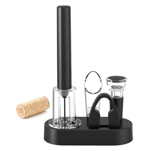 Generchin Abridor de de Vino 4 en 1 con Bomba de Aire, Cortador de LáMinas, Vertedor de Vino, TapóN de VacíO y Base de Almacenamiento. Regalo Ideal para Amantes del Vino.