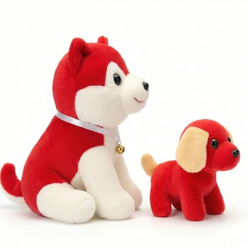 Image of Tabitha Stuffed Toys-Ultra Soft Plush Toy for Kids | Birthday Gifts for Kids and Girls | (Combo of 2 Toys 35 Cm Red Dog & 25 Cm Red Dog)