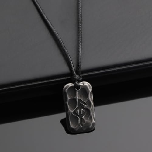 Image of Ankiyabe Stainless Steel Norse Viking Rune Pendant with Adjustable Braided Rope Good Luck /Love /Strenght /Health Viking Symbol Necklace for Men Women