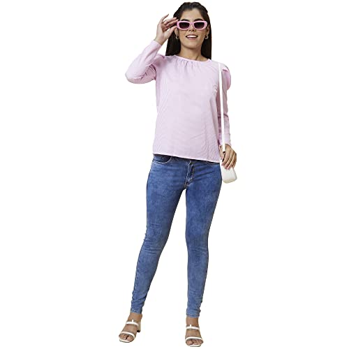 Image of Globus Women Peach Self Design V-Neck Crop Top