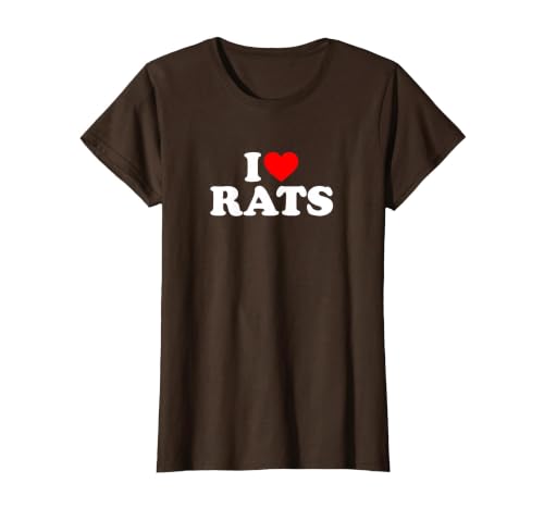 I Love Rats,I Heart Rats T-Shirt, Women, Brown, Small