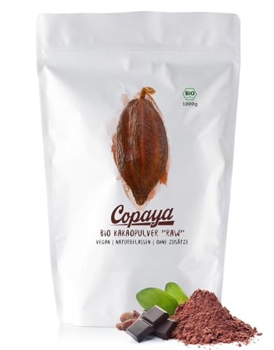 Copaya Kakaopulver BIO 1Kg, Rohkakao Pulver, 11% Fett, Stark Entölt
