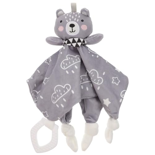 HAMPPLIES 用噛みタオル付き小熊ぬいぐるみ安?巾 新生児の快眠サポート 幼児向け抱き枕 動物おもちゃ 素材使用