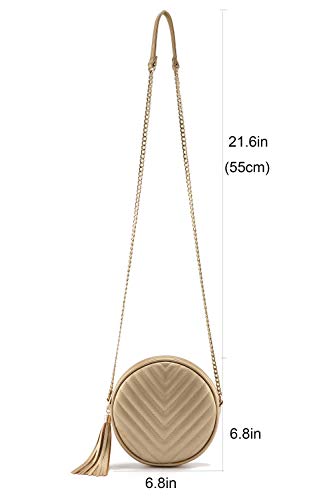 Image of Ayliss Women Crossbody Shoulder Bag Circle Tassel Purse Clutch Evening Small PU leather Handbag Fashion Wallet With Chain