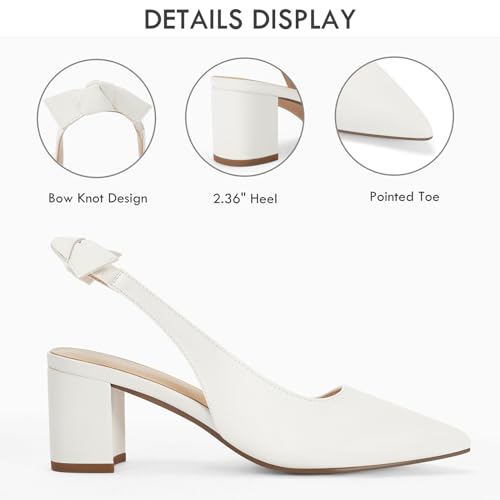 Image of Juliet Holy Womens Pumps Pointed Toe Slip on Slingback Cute Bowknot Classic Chunky Block Heels