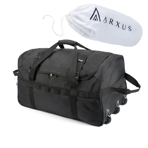 Arxus Pieghevole Borsone da Viaggio con Ruote, 85L Grande Borsa da Viaggio Valigia Bagaglio a Mano...