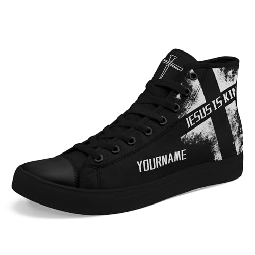 Customizable Jesus Shoes, Personalized Christian High Top Canvas Sneakers, Faith Inspired Walking Shoes for Men & Women