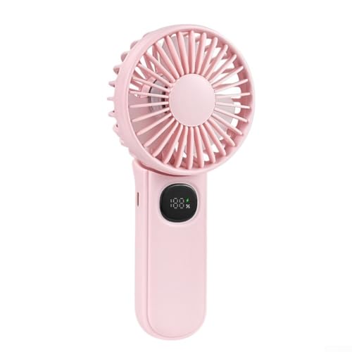 Ventilador de cuello plegable portátil con pantalla LED con 5 ajustes de velocidad para un enfriamiento cómodo (rosa)