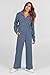 PRETTYGARDEN Women's 2 Piece Outfits Casual Lapel Half Zip Sweatshirts and Wide Leg Pants Tracksuit Sets (Grey Blue,Large)