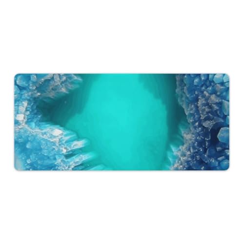 Tapis de souris antidérapant bleu turquoise 40 x 90 cm pour grand bureau gamer