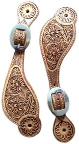 Leather Western Horse Spur Straps Handmade Genuine Tooled for Horse Riders Set of 2 Single Boots Equipment for Men-Women Craft Hardware Buckle TACK Basket Sport Equestrian Spurs for Riding, MO-SP-02