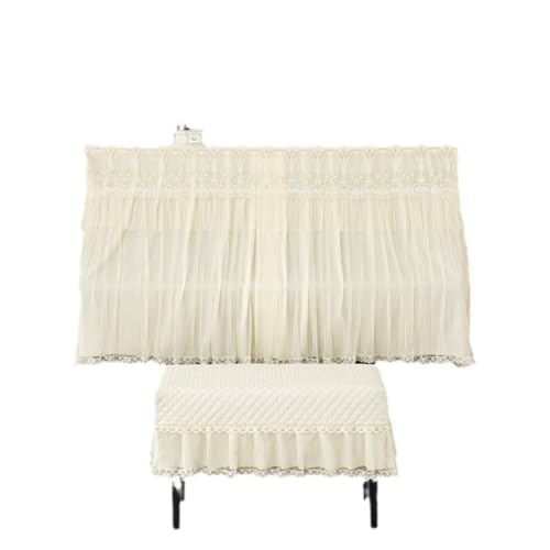 Aoasious アップライトピアノ用防塵防汚カバー 北欧風レース 電子ピアノ・電子楽器対応 ハーフサイズ ピアノカバー+椅子カバー(一人掛け) ベージュ おしゃれ 簡単取り付け 家庭・教室向け