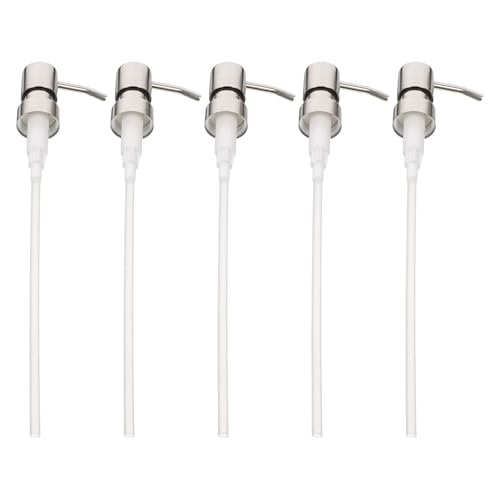 POPETPOP Bombas Dispensadoras de Jabón de Acero Inoxidable 5 Piezas, Repuesto para Dispensador Rosca 28 Dientes, Diámetro 25 Mm, Compatible Botellas de Loción y Jabón, Uso en Cocina y Baño