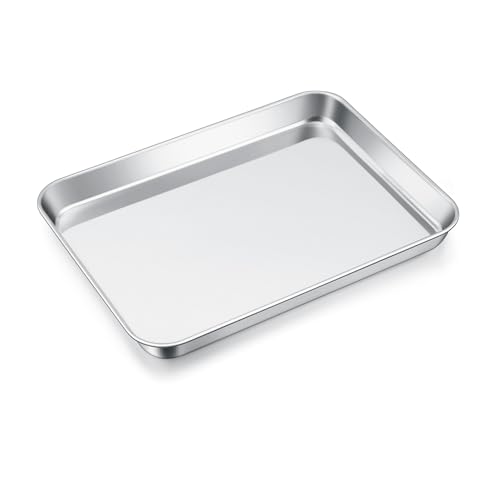 Klein Backblech, Onader Rechteckig Edelstahl Ofenblech, Backform Kuchenblech für Backen, Kochen, Servieren, 26,4x20,4x2,5cm, Langlebig & Spülmaschinenfest