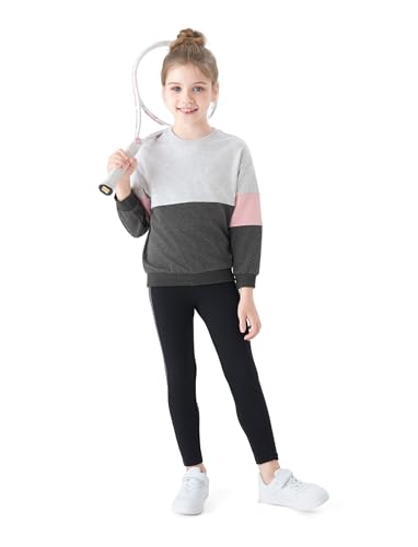 PATPAT Bekleidungssets für Mädchen: Teenager Sweatshirts mit Pants Set für Herbst Winter, Lässige Mode Kind Pullover Set Kinder Sport Geschenk, Graumelig 12-13 Jahre 152-158 CM