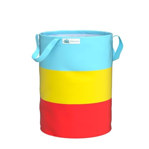 Image of 45L Foldable Laundry Basket for Clothes Storage with Handles, Non-Woven Laundry Hamper for Bedroom Bathroom & Kids Room, Multicolor