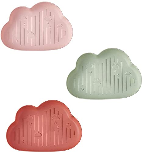 Memyme Dinner Plates Plastic Plate 3 Pieces，Fruit Plate Snack Plate，Dessert Plate Salad Plate，Appetizer Dessert Snack Plate