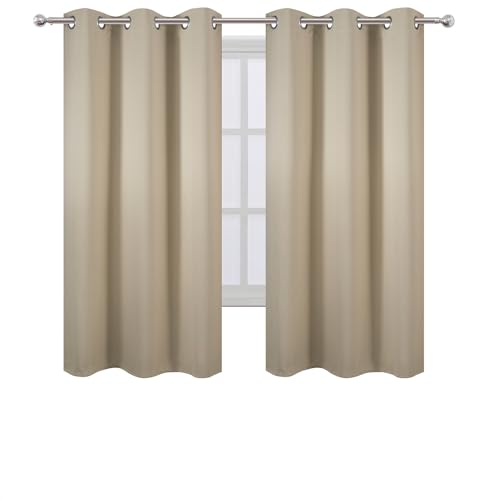 Image of LEMOMO Blackout Curtains 40 x 63 inch /Beige Curtains Set of 2 Panels /Thermal Insulated Room Darkening Bedroom Curtains