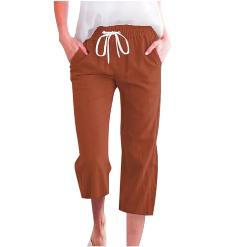 Pantalon décontracté pour femme ample fluide couleur unie à lacet printemps