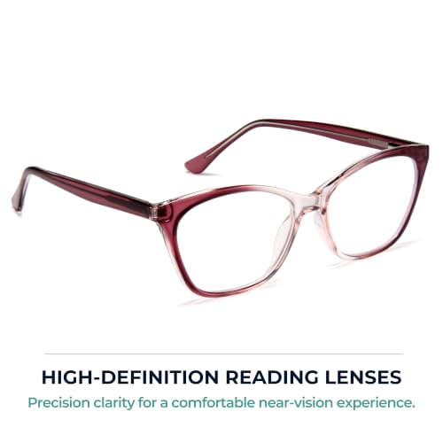 Image of 2SeeLife Large Cat Eye Reading Glasses For Women - Medium-Wide Faces, Durable Frame, Spring Hinges, Oversized Cateye Readers