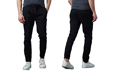 Galaxy by Harvic Men's Basic Stretch Twill Joggers Black