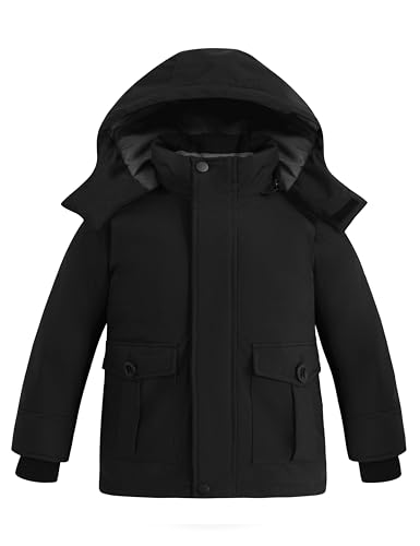 wantdo Boy's Winter Coat Warm Puffer Jacket Waterproof Snow Coat Hooded