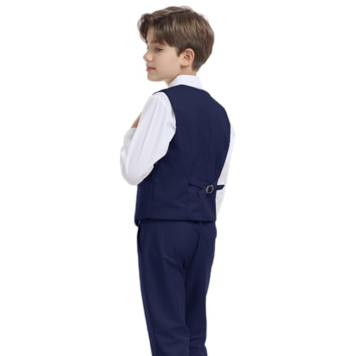 Image of Boys' Vest Slim Formal Suit Vest for Wedding Homecoming with Pockets Adjustable Back Strap, Size 2-20 Years