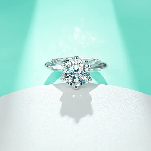 AnuClub 1/2/3/5CT Six Prong Solitaire Moissanite Ring, 925 Sterling Silver Ring, Gift for Wedding, Engagement And Anniversary With Certificate2