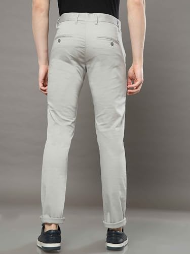 Image of COOL COLORS Men's Light Grey Narrow Fit Cotton Lycra Casual Trouser for Men