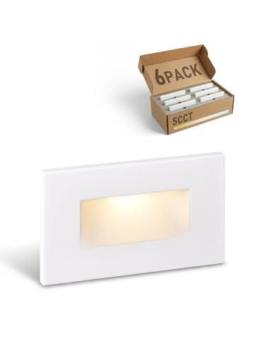 LEONLITE White 5CCT 120V LED Step Lights, 3.5W 150LM 5%-100% Dimmable Horizontal Stair Lights Indoor...