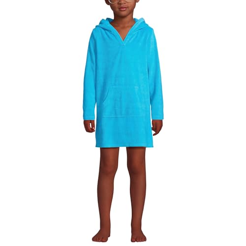 Lands' End G Terry Kangaroo Cover Up Turquoise Kids Large