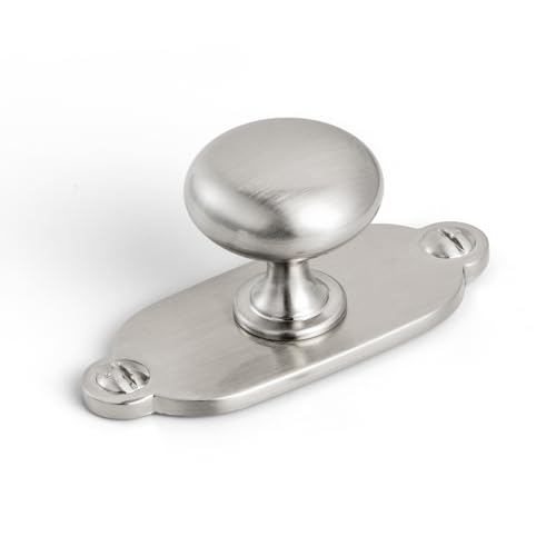 Image of Goo-Ki Brushed Satin Nickel Zinc Alloy Cabinet Large Knob with Backplate - Single Hole Center Cabinet Pull Hardware for Bedroom, Kitchen, 6 Pack(8611-G013)