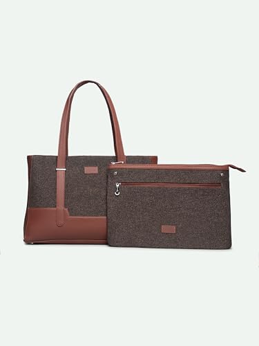 Image of ZOUK Handcrafted Vegan Leather Travel Tote Bag for Women with Multiple Compartments | Spacious Water-Resistant Shoulder Bag for Travel, Vacation, Day Trips |