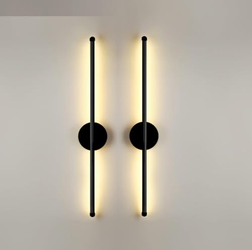 Image of Groeien Metal Pack of 2 | Modern LED 3 Color Long Wall Sconce Wall Light for Bedroom Living Room Corridor Lighting Fixtures Wall Mount(Warm+Natural+Coolwhite)(Black)