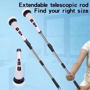 Image of Electric Spin Scrubber Cordless Electric Bathroom Scrubber with 9 Replaceable Brush Heads and Adjustable Handle Brushes for Cleaning bathrooms Suitable for Tiles Floors