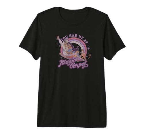 T-shirt Aladdin Disney en coton premium avec imprimé tapis magique pour fan