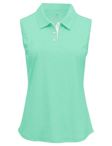 Image of BGOWATU Women's Golf Shirts Sleeveless Polo Shirts Collared 3 Buttons Tennis Tank Tops UV Protection Quick Dry