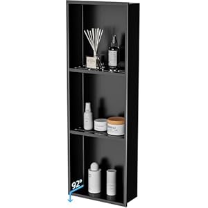 36×12 Inch No Tile Needed Shower Niche – 304 Stainless Steel Niche Shower with 3- Tier Shelves Recessed Wall Niches for Bathroom Storage,Matte Black