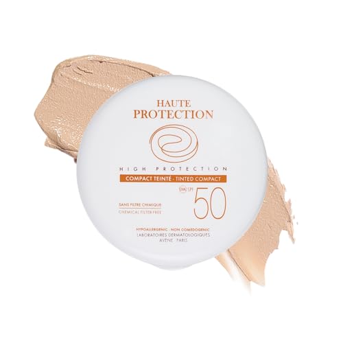 Avène High Protection Beige Tinted Compact, Broad Spectrum SPF 50+, UVA/UVB Blue Light Protection, Tinted sunscreen, 100% Mineral, Water Resistant, Non-Greasy, Fragrance-Free 0.35 Oz