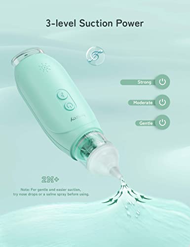 Electric Nasal Aspirator For Baby, Auto-Clean Mechanism Baby Nose Sucker, Besrey 3 Levels Adjustable Booger Sucker For Toddlers, Nose Cleaner With Music And Lights, Collection Cup, 2 Silicone Tips #TOP1