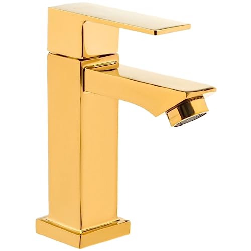 Torneira Banheiro Lavabo Pia Luxo 1/4 Volta Aço Inox Acabamento Premium (Dourada)