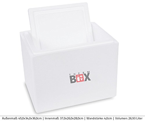 THERM BOX Styrofoam Box - Thermobox voor eten en drinken - Styrofoam Cooler & Warmer (45x34x36cm - 26,93L Volume) Opnieuw te gebruiken - Afbeelding 3