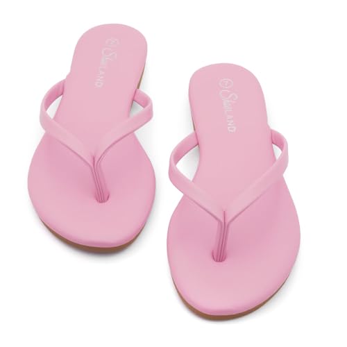 Image of Shoe Land Thong Flip Flops for Women, Memory Foam Flat Sandals, Lightweight Summer Slides, Non Slip Comfort Sandals for Beach, Travel and Everyday Wear